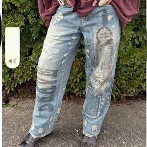 Vintage Washed Blue Distressed Jeans